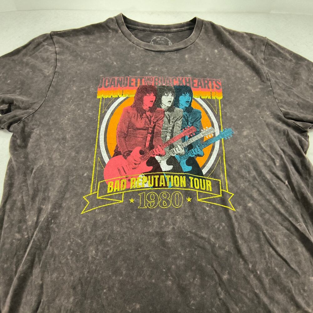 Joan Jett And The Blackhearts Band Cut Down Sleeve Shirt Mens Size XL Gray